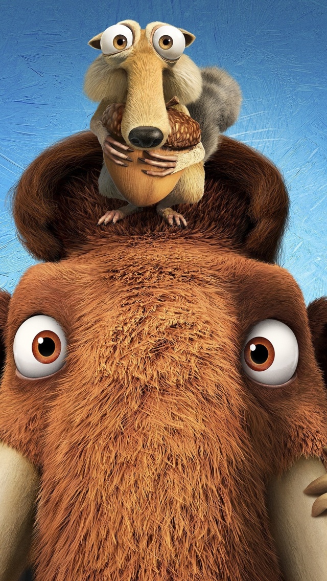 Das Ice Age 5 Collision Course with Diego, Manny, Scrat, Sid, Mammoths Wallpaper 640x1136