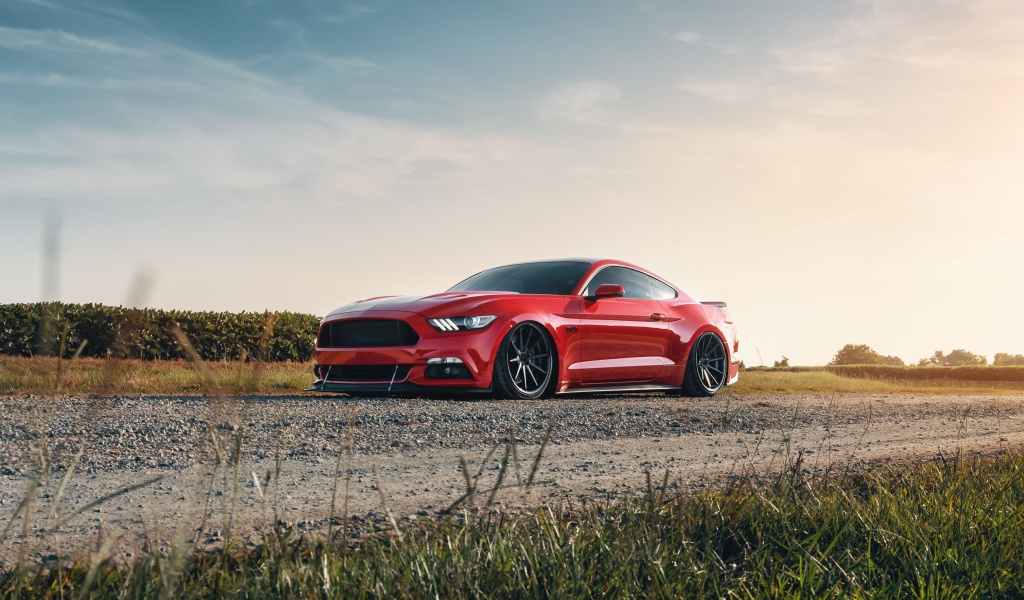 Ford Mustang GT Red wallpaper 1024x600