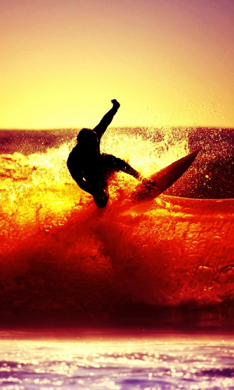 Sfondi Surfing At Sunset 768x1280