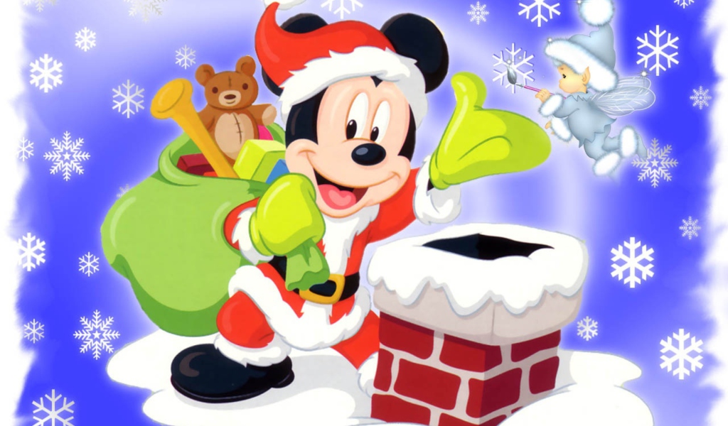 Das Mickey Santa Wallpaper 1024x600