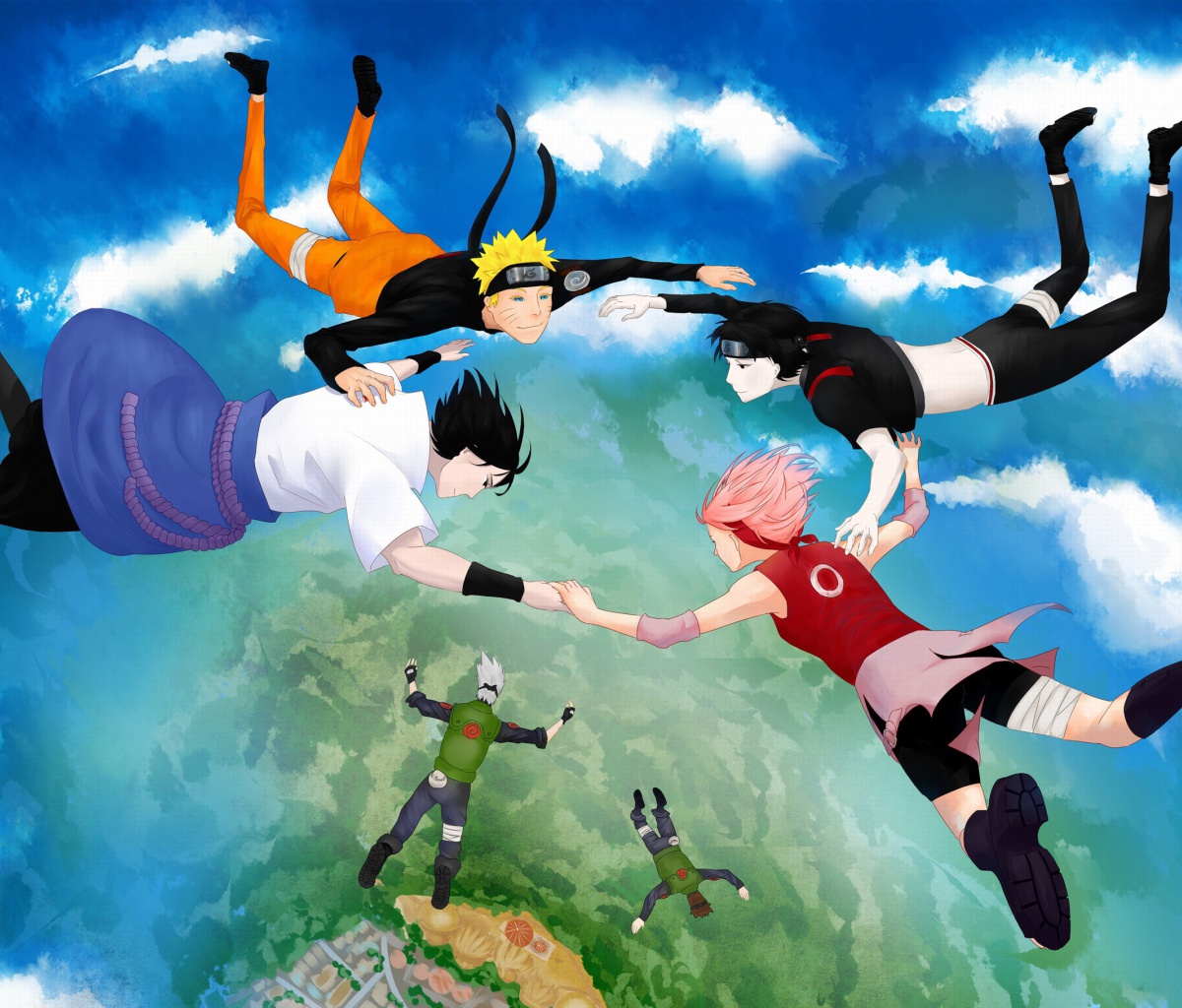 Hatake Kakashi, Sai, Uchiha Sasuke, Haruno Sakura screenshot #1 1200x1024