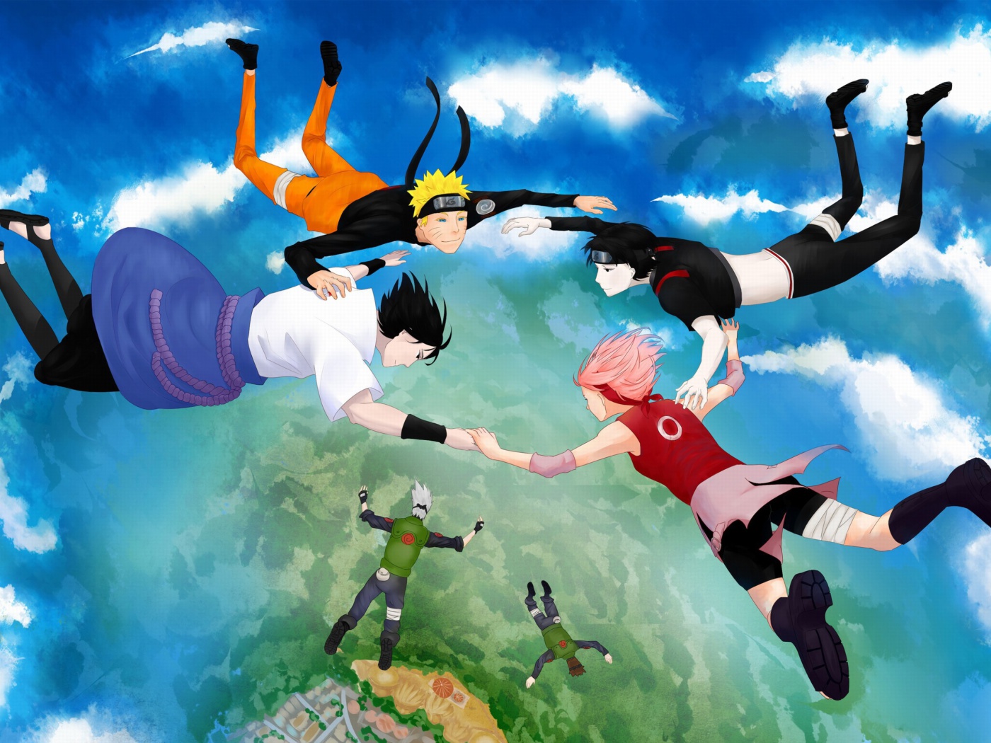 Hatake Kakashi, Sai, Uchiha Sasuke, Haruno Sakura screenshot #1 1400x1050
