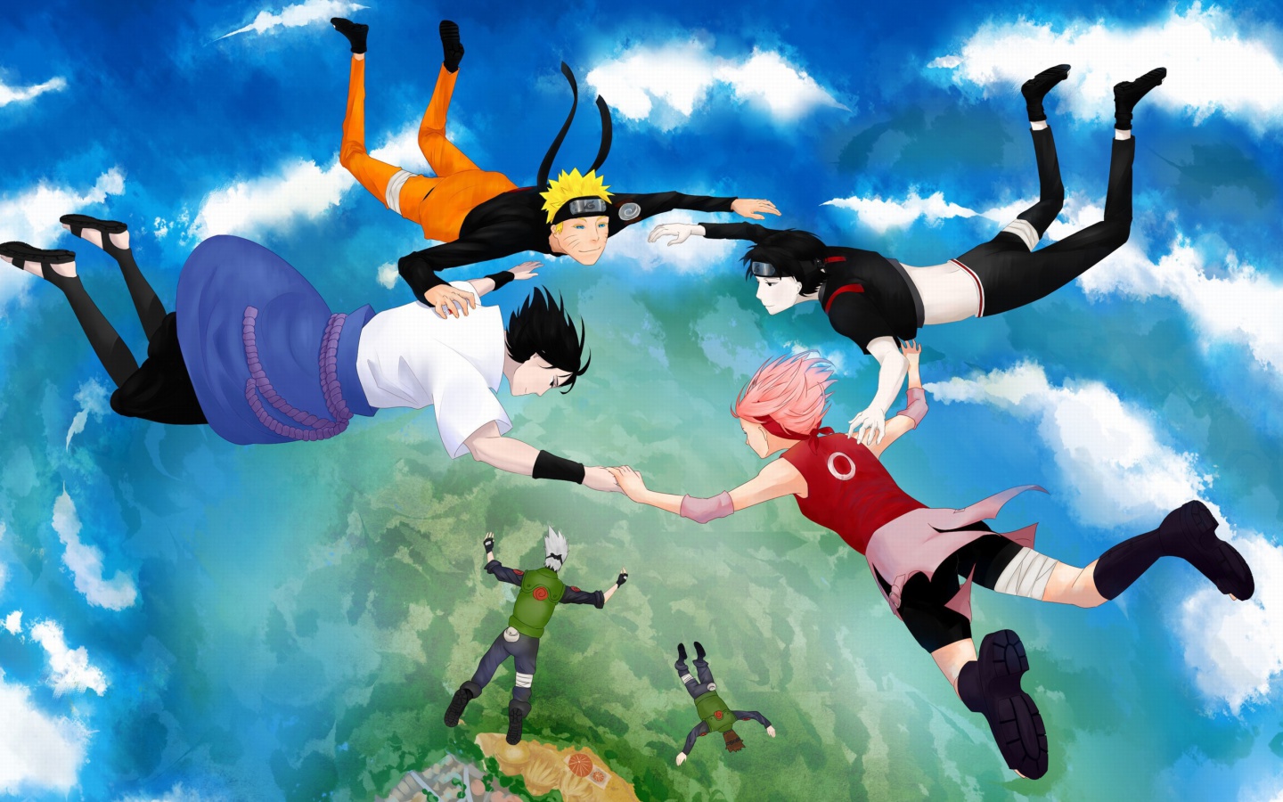 Hatake Kakashi, Sai, Uchiha Sasuke, Haruno Sakura screenshot #1 1440x900