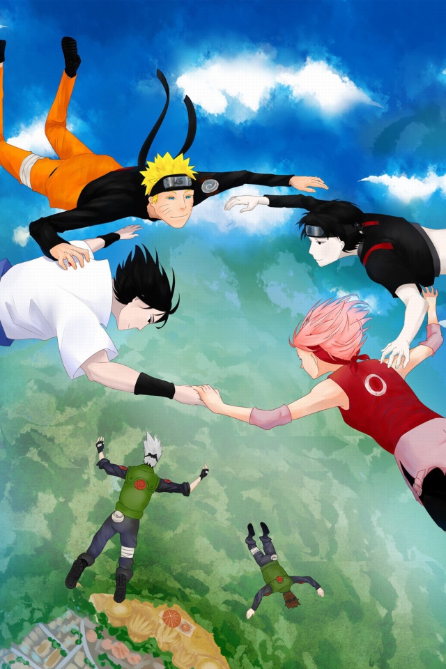 Hatake Kakashi, Sai, Uchiha Sasuke, Haruno Sakura screenshot #1 640x960