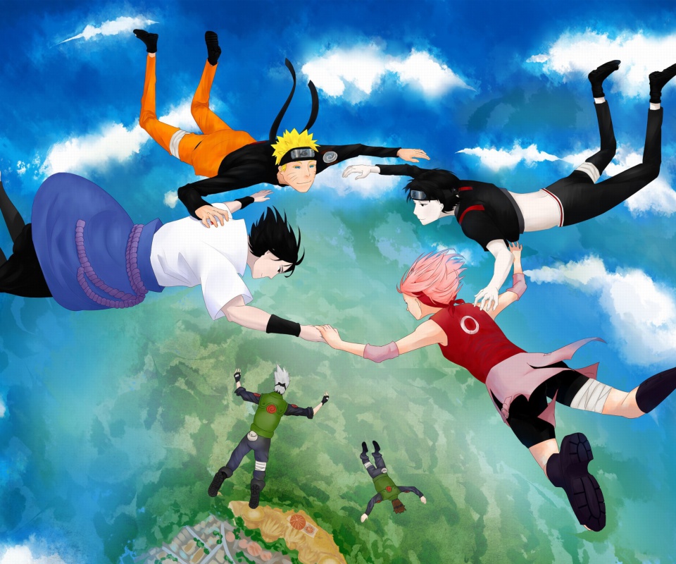 Hatake Kakashi, Sai, Uchiha Sasuke, Haruno Sakura wallpaper 960x800