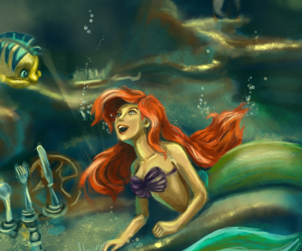 Little Mermaid Painting wallpaper 960x800