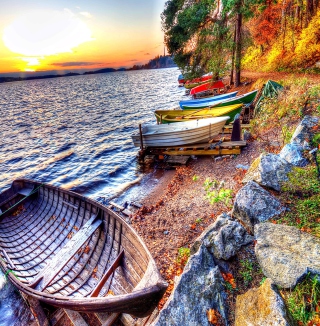Beach with boats - Obrázkek zdarma pro iPad