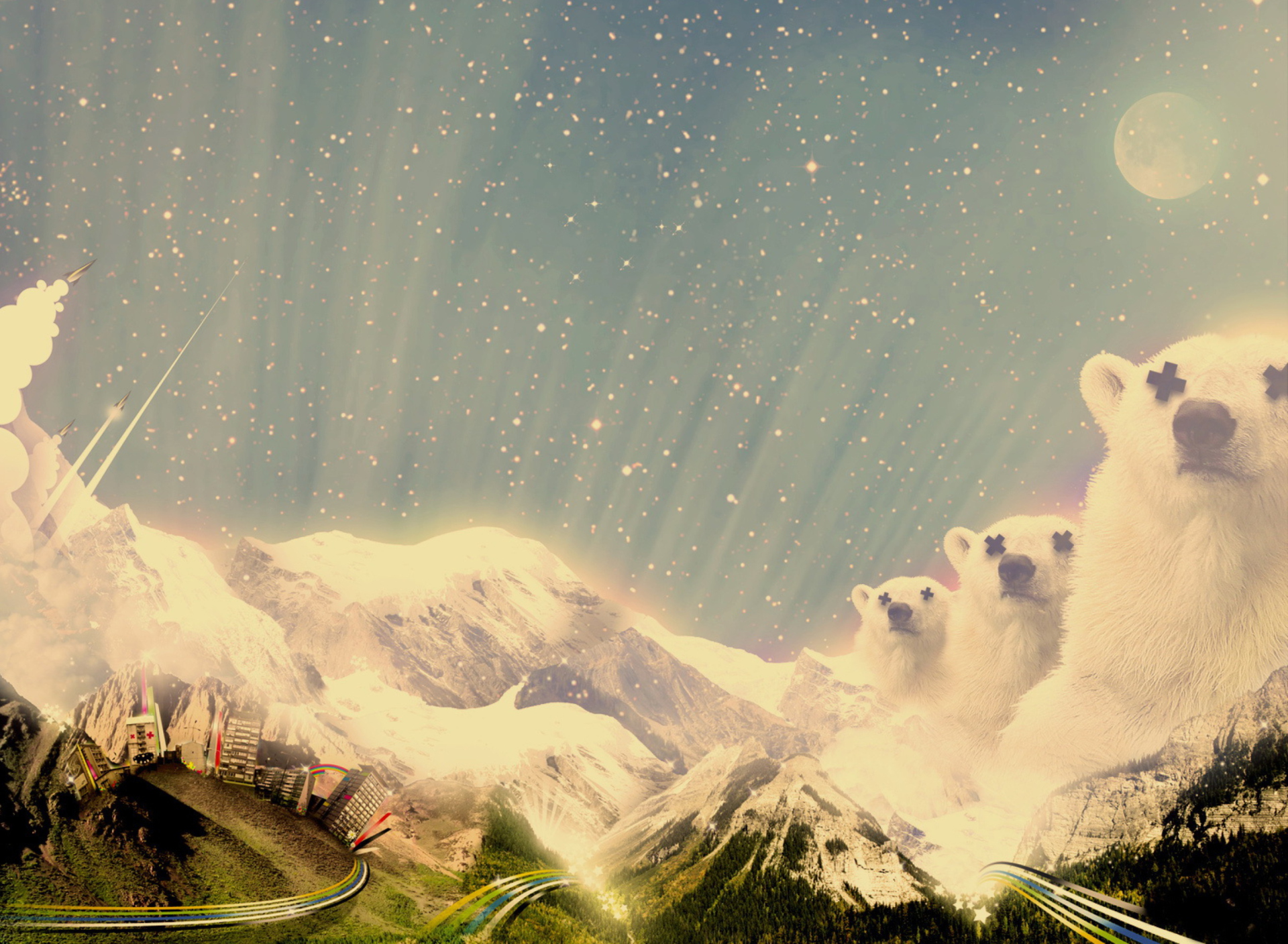 Screenshot №1 pro téma Abstract Mountains And Bears 1920x1408