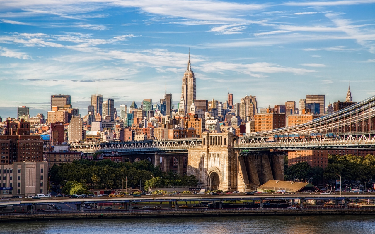 Screenshot №1 pro téma Brooklyn Bridge, Manhattan, New York City 1280x800