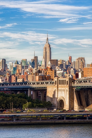 Brooklyn Bridge, Manhattan, New York City wallpaper 320x480