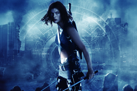 Обои Resident Evil, Milla Jovovich 480x320