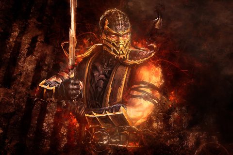 Fondo de pantalla Scorpion in Mortal Kombat 480x320