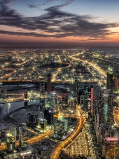 Dubai Night City Tour in Emirates wallpaper 240x320