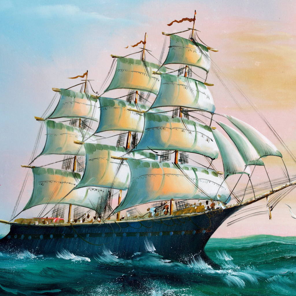 Das Sailboat in Crimea Wallpaper 1024x1024