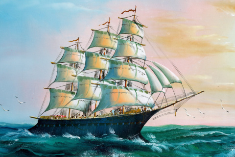 Sailboat in Crimea wallpaper 480x320