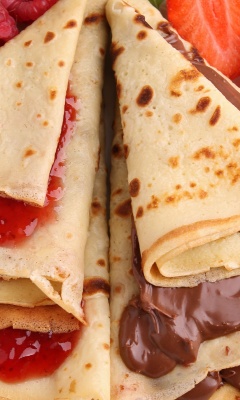Most delicious pancakes with jam wallpaper 240x400