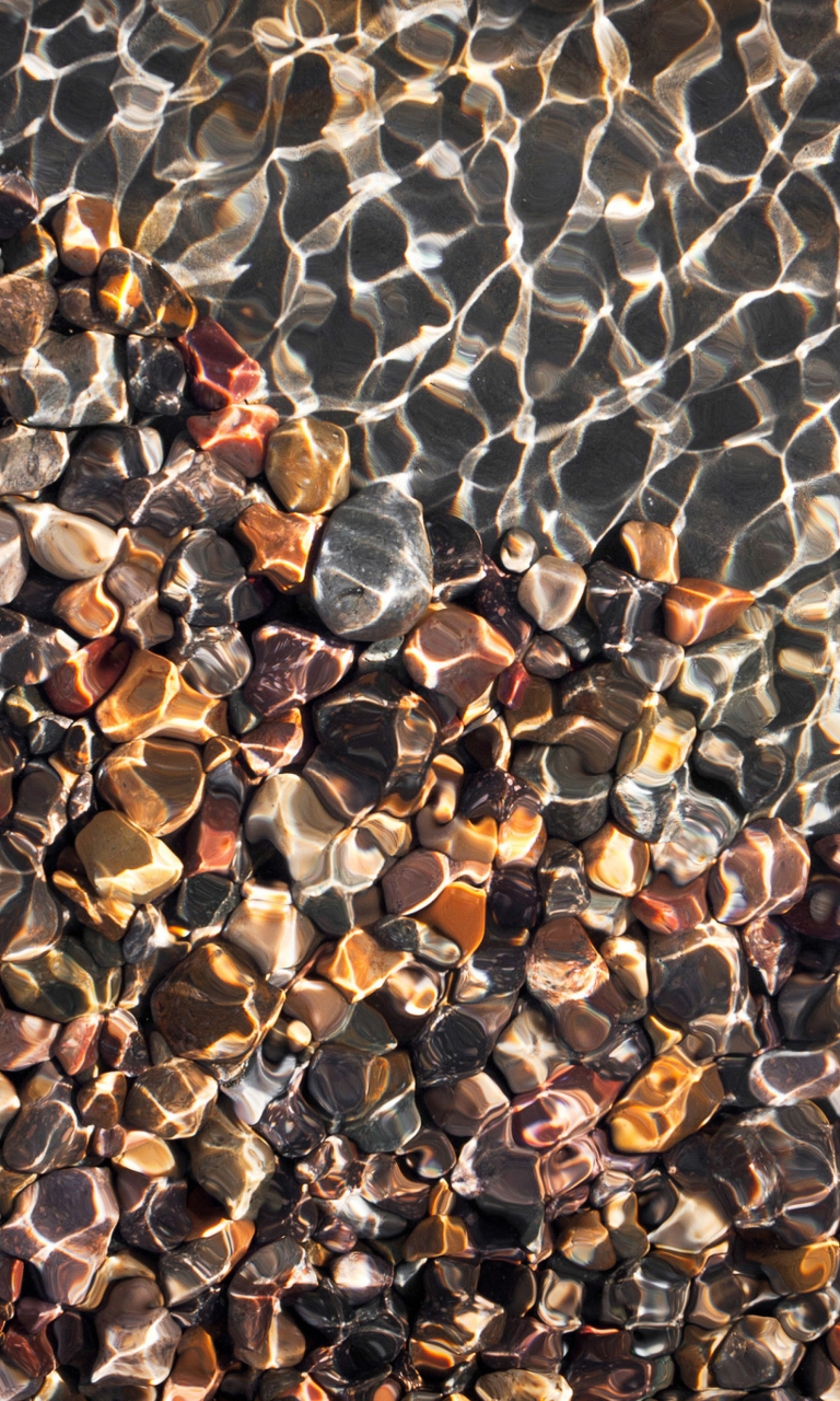 Pebbles And Water Reflections wallpaper 768x1280