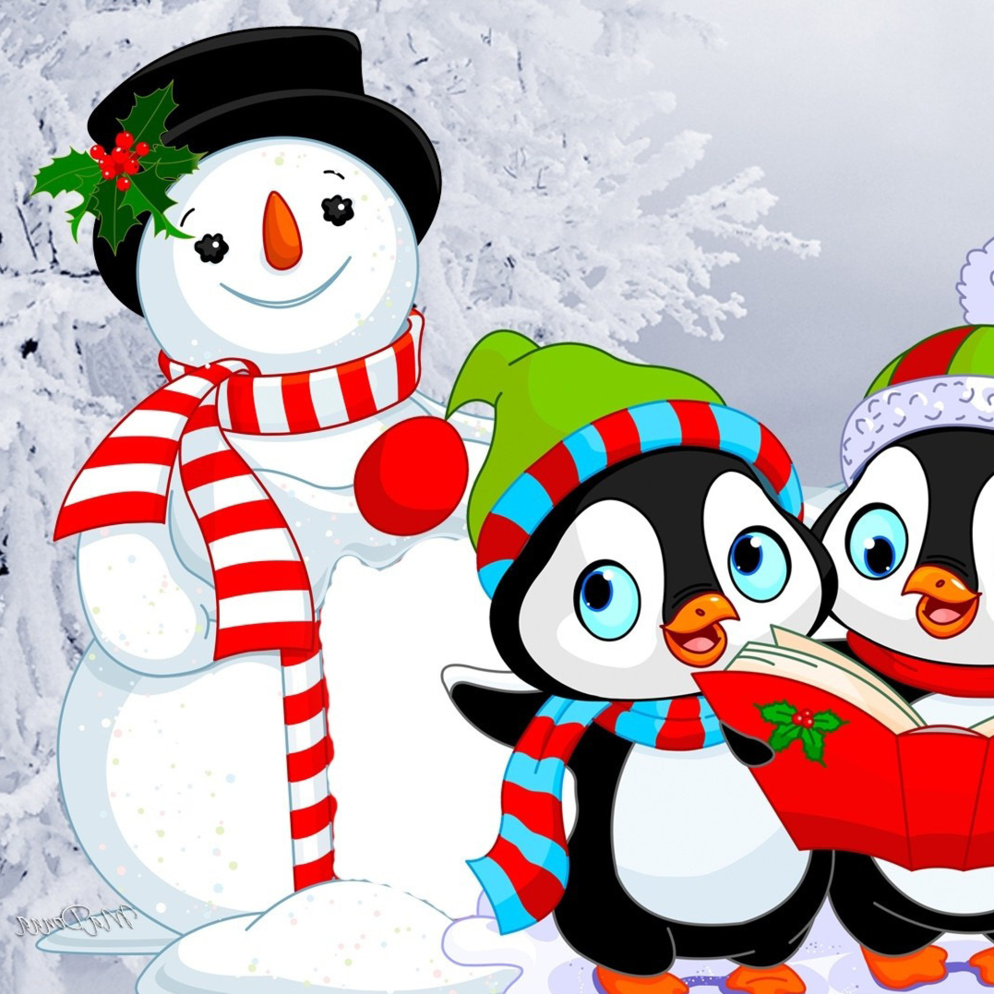 Fondo de pantalla Snowman and Penguin Toys 2048x2048