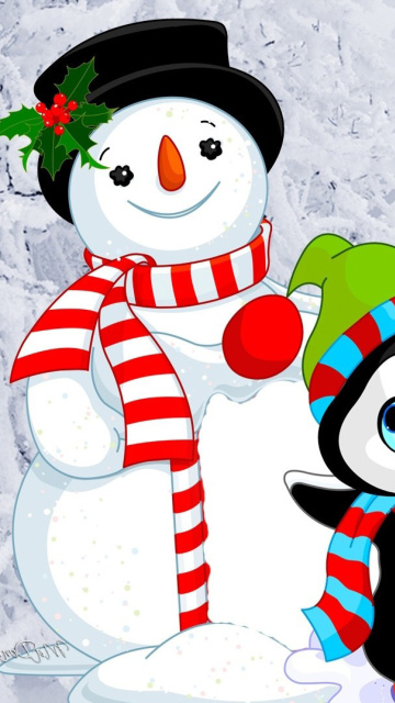 Snowman and Penguin Toys wallpaper 360x640