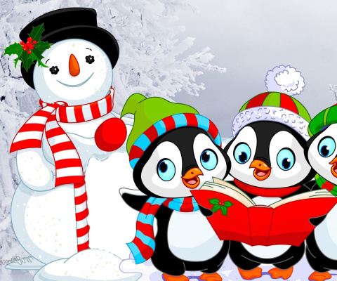 Snowman and Penguin Toys wallpaper 480x400