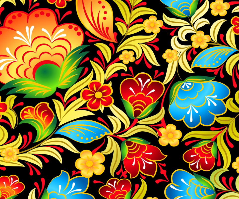 Das Khokhloma Patterns Wallpaper 960x800