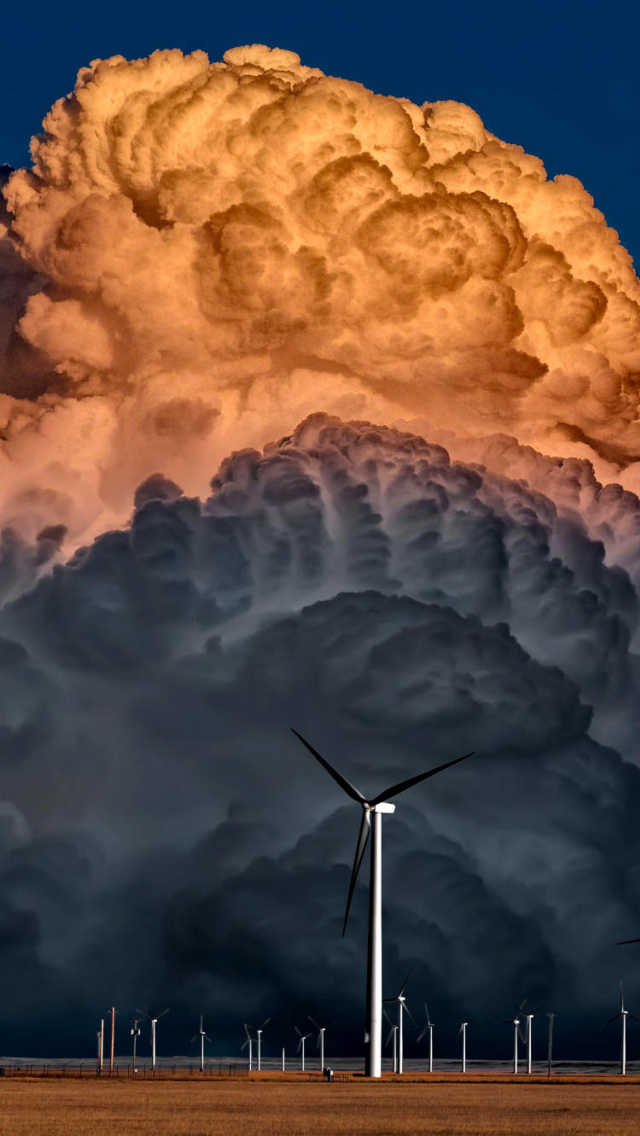 Fondo de pantalla Windmill Sunset 640x1136