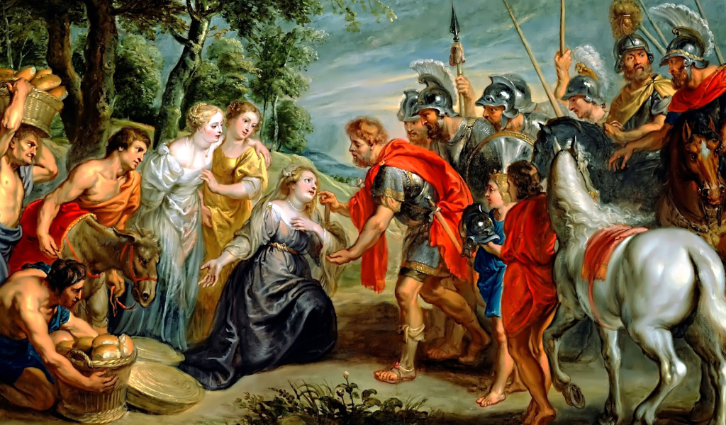 Sfondi Rubens David Meeting Abigail Painting in Getty Museum 1024x600