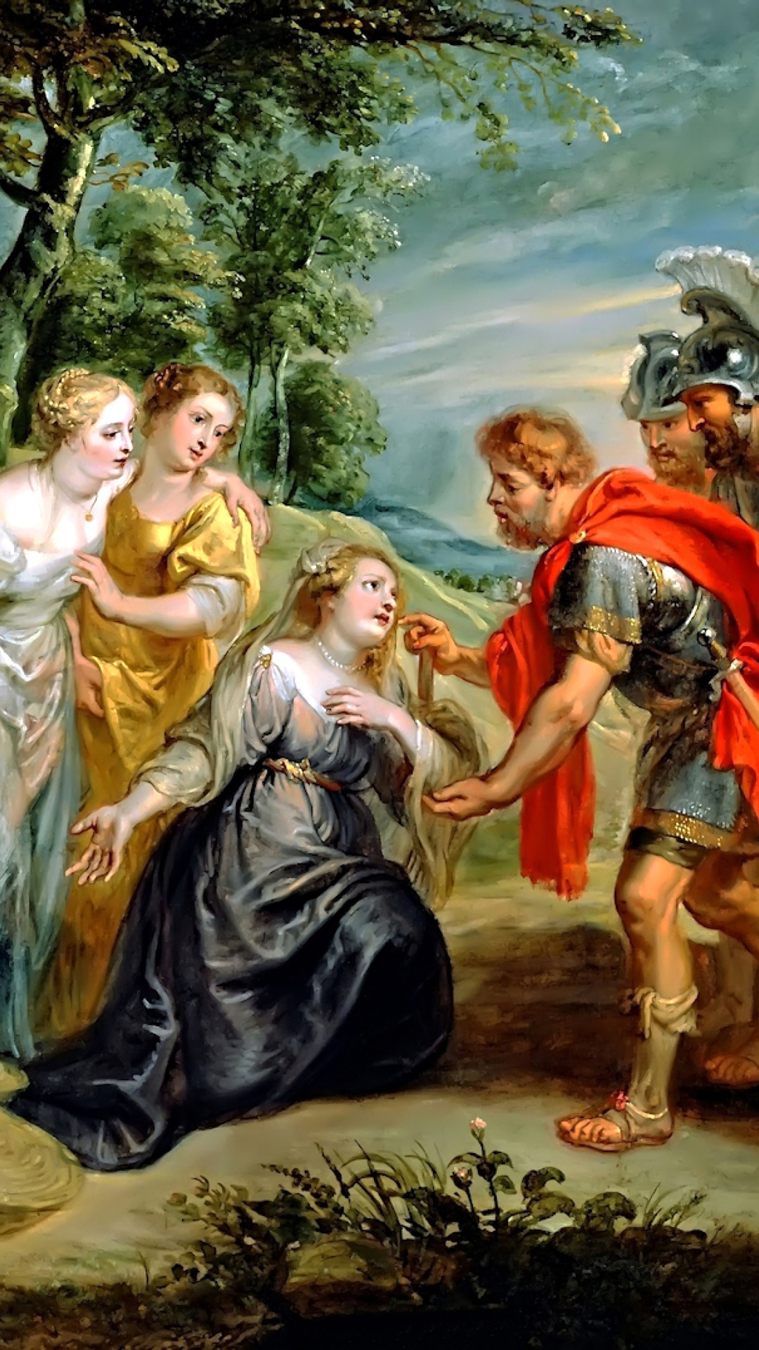 Fondo de pantalla Rubens David Meeting Abigail Painting in Getty Museum 1080x1920