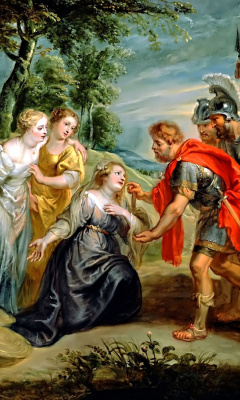 Fondo de pantalla Rubens David Meeting Abigail Painting in Getty Museum 240x400