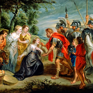 Kostenloses Rubens David Meeting Abigail Painting in Getty Museum Wallpaper für iPad mini