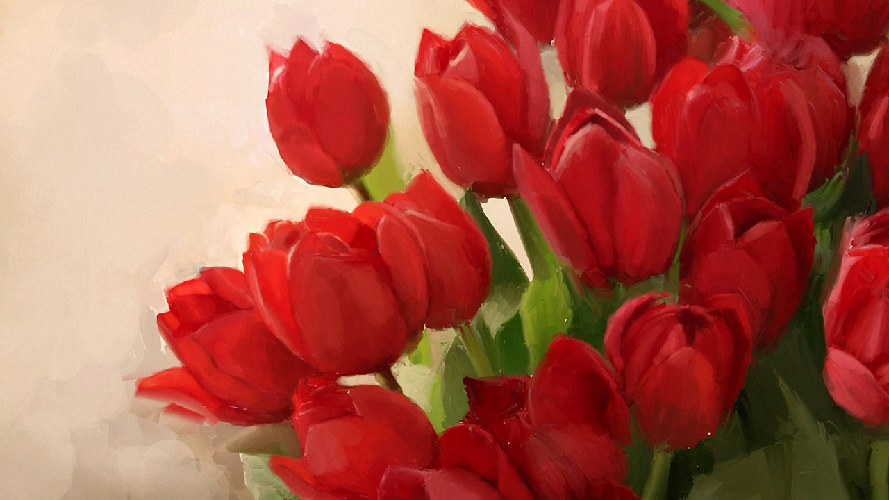 Screenshot №1 pro téma Art Red Tulips 1280x720