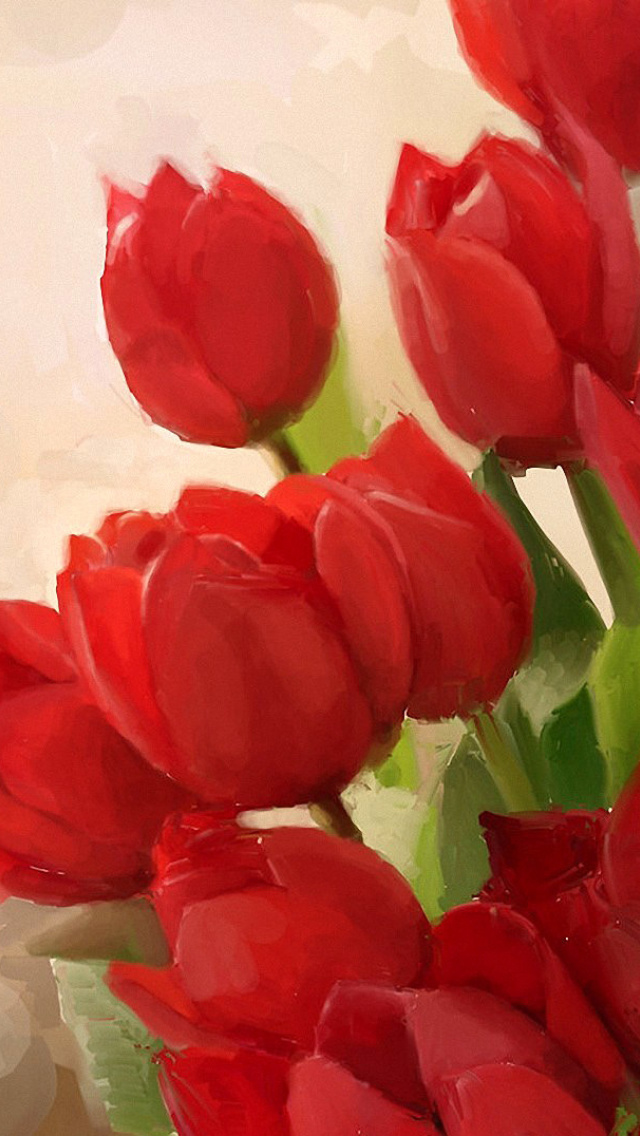 Das Art Red Tulips Wallpaper 640x1136