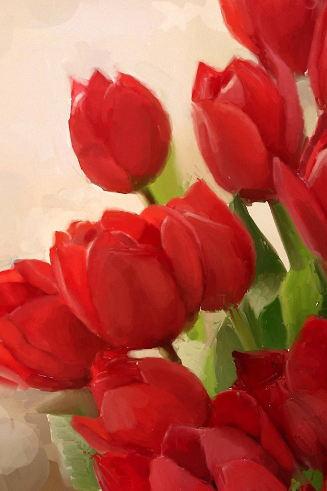 Das Art Red Tulips Wallpaper 640x960