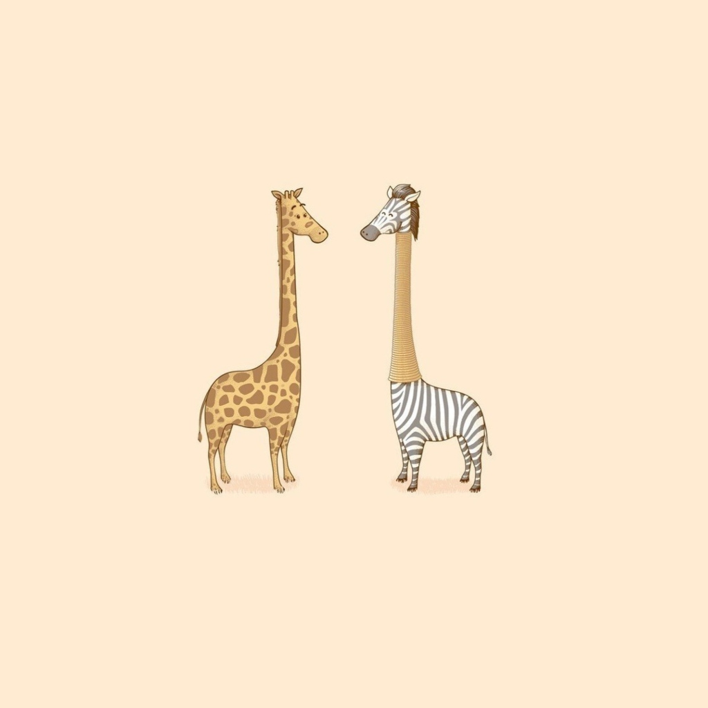 Обои Giraffe-Zebra 1024x1024