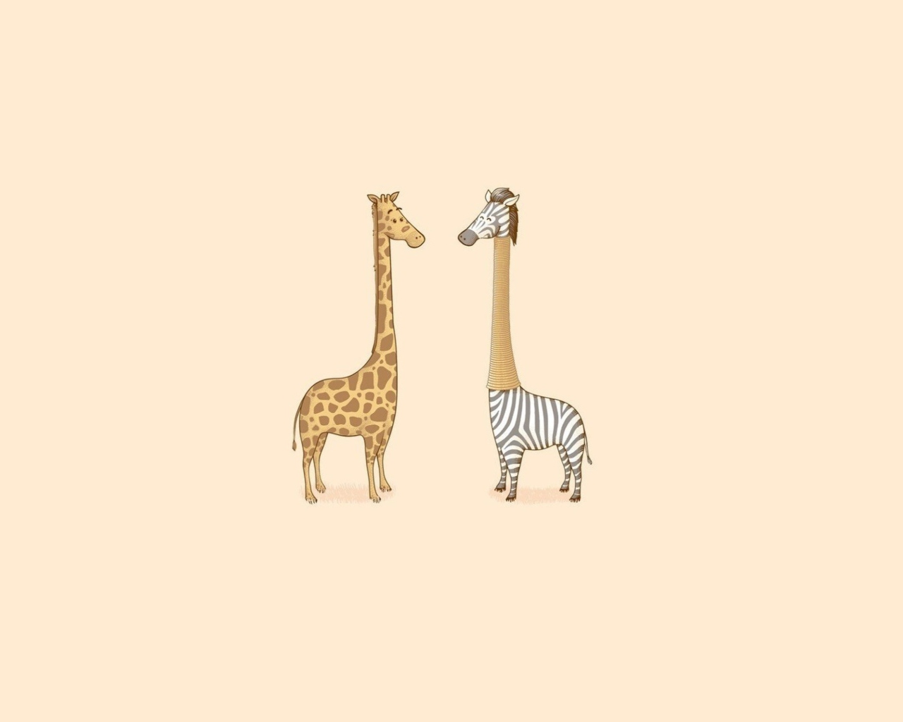 Обои Giraffe-Zebra 1280x1024