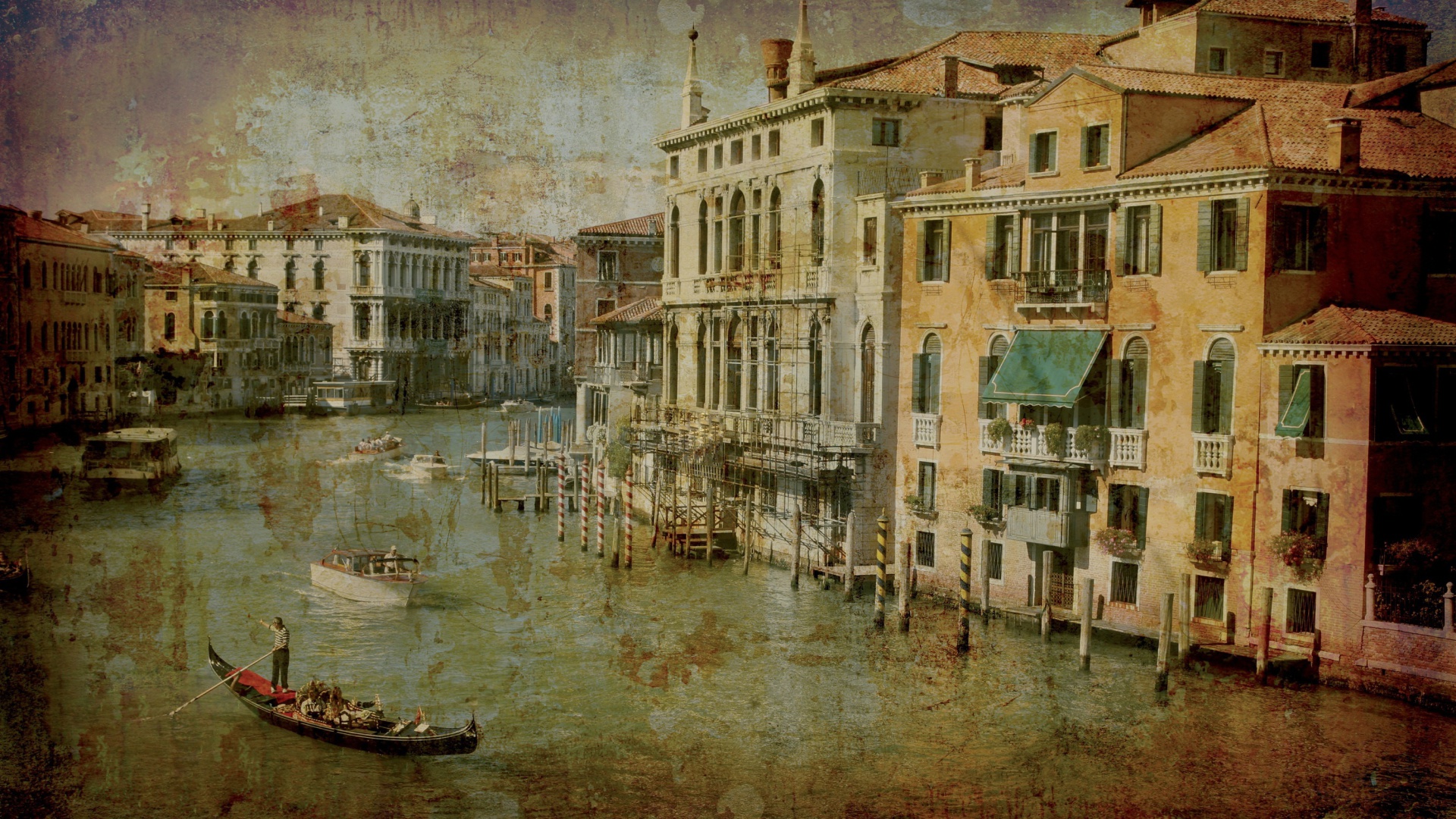Обои Venice Retro Card 1920x1080