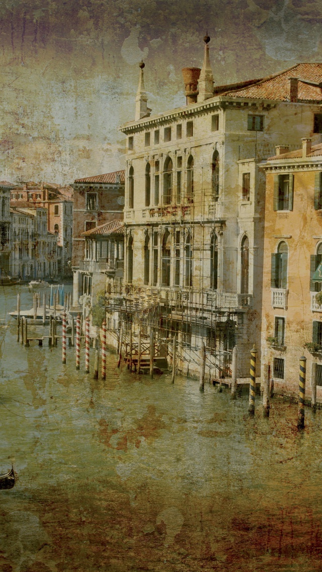 Обои Venice Retro Card 640x1136