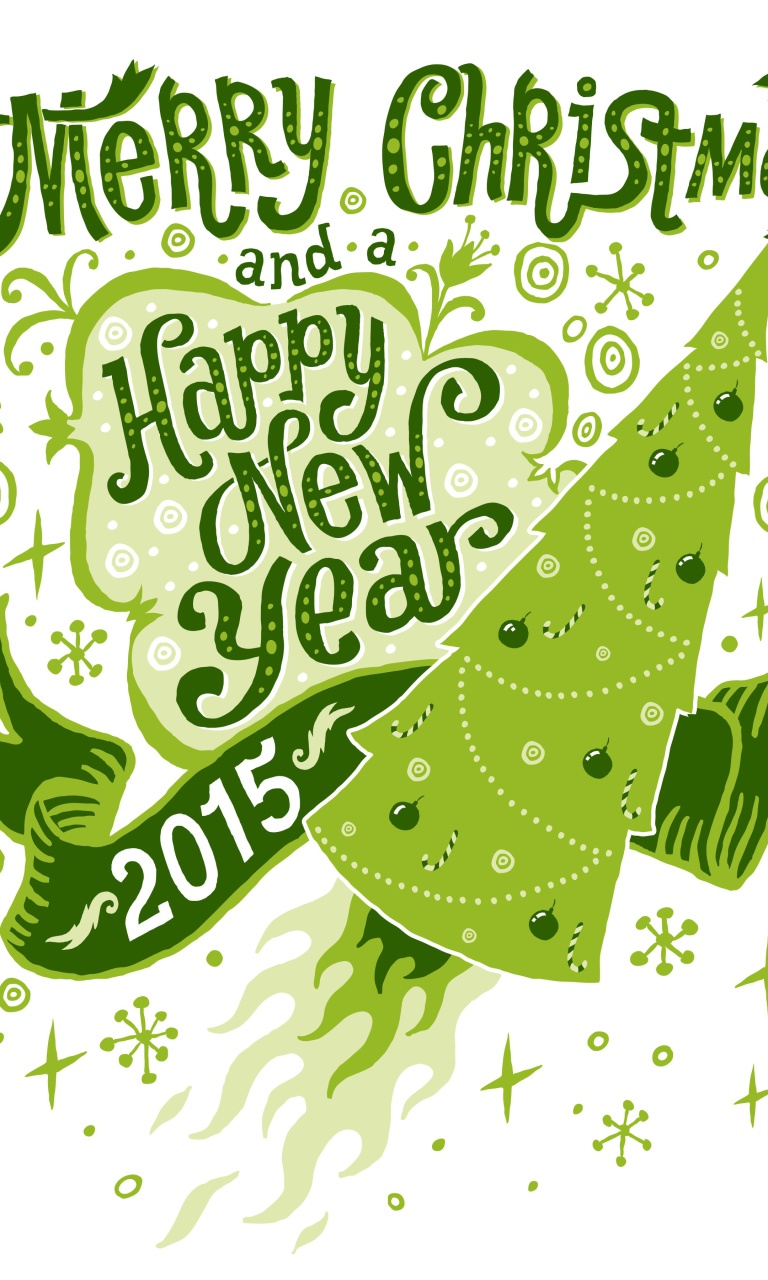 Das Merry Christmas and Happy New 2015 Year Wallpaper 768x1280