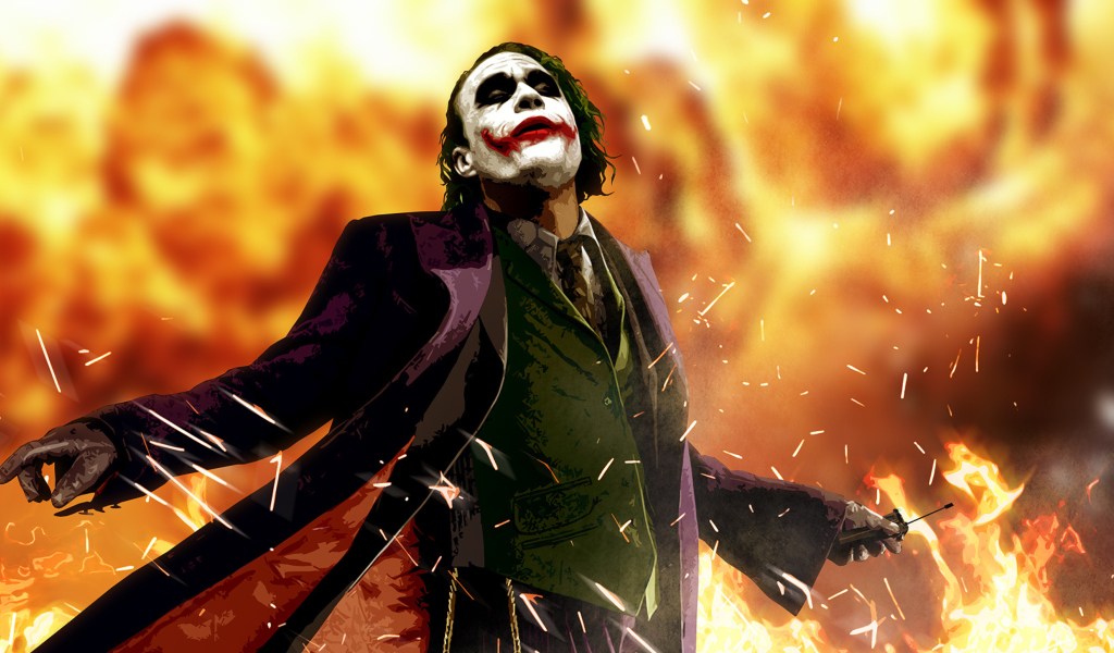 Das Heath Ledger As Joker - The Dark Knight Movie Wallpaper 1024x600