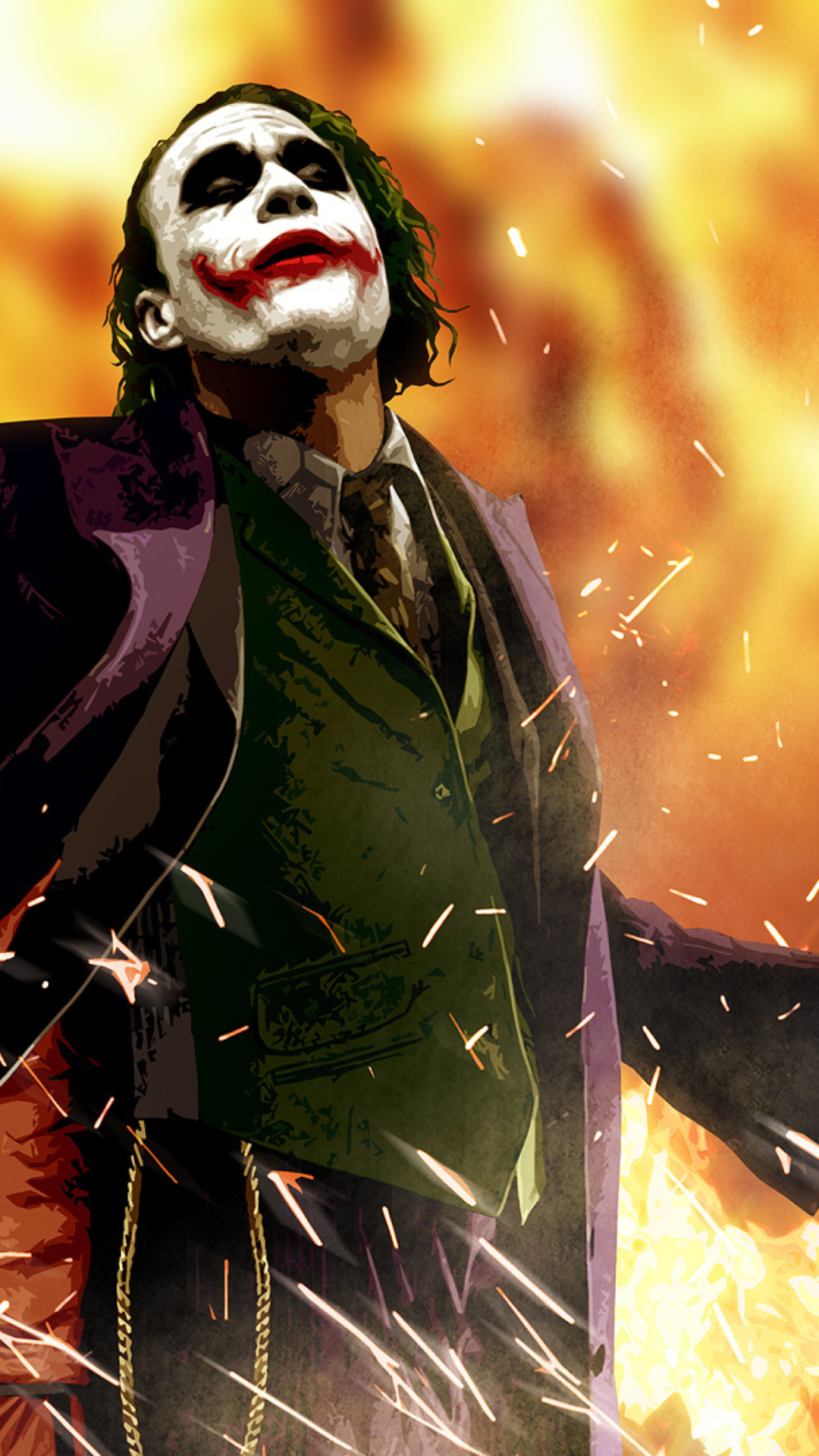 Обои Heath Ledger As Joker - The Dark Knight Movie 1080x1920