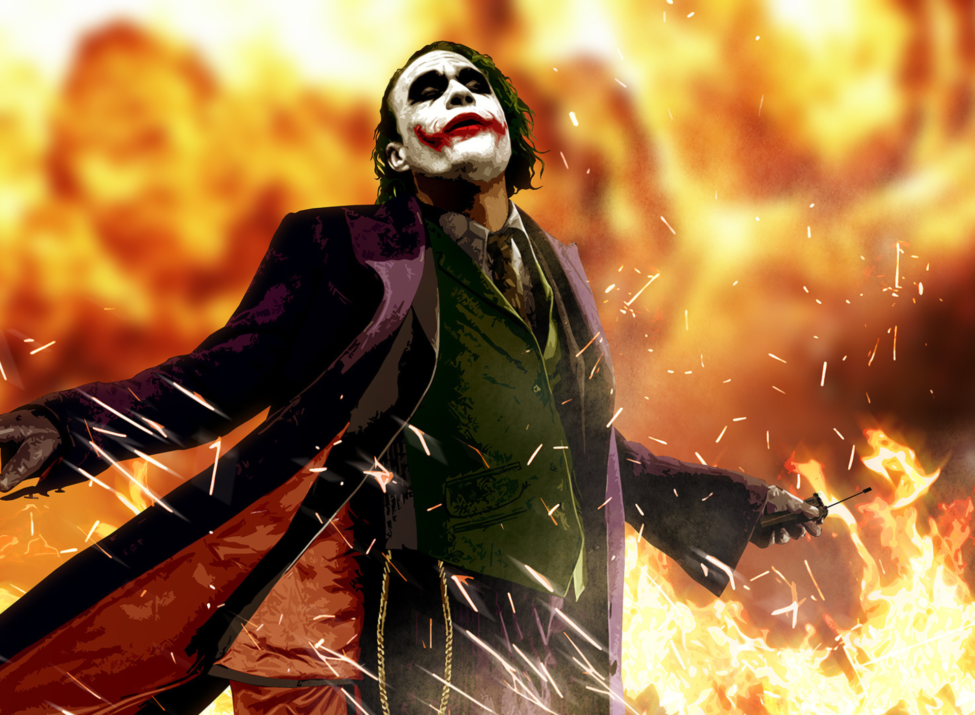 Das Heath Ledger As Joker - The Dark Knight Movie Wallpaper 1920x1408