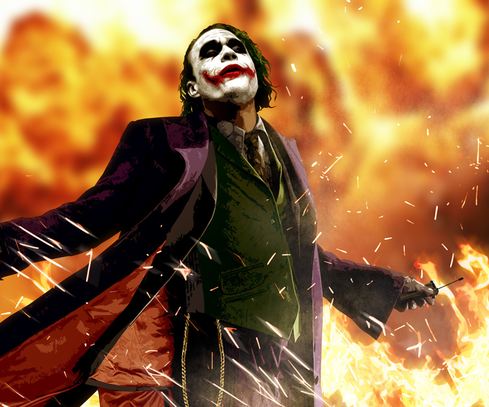 Das Heath Ledger As Joker - The Dark Knight Movie Wallpaper 960x800