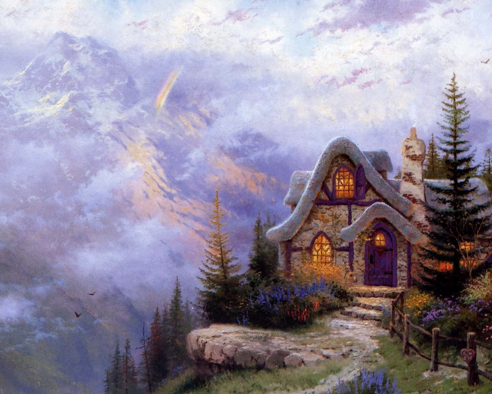 Sfondi Thomas Kinkade, Sweetheart Cottage 1600x1280