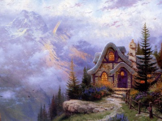 Sfondi Thomas Kinkade, Sweetheart Cottage 320x240