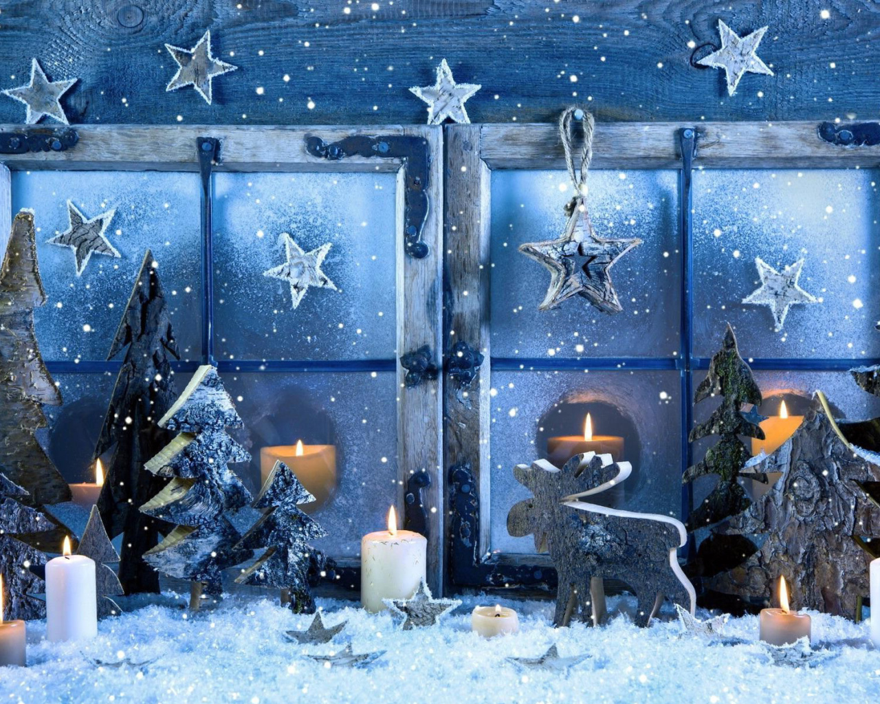Das Christmas Window Decorations Wallpaper 1280x1024