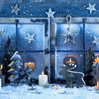 Kostenloses Christmas Window Decorations Wallpaper für 128x128