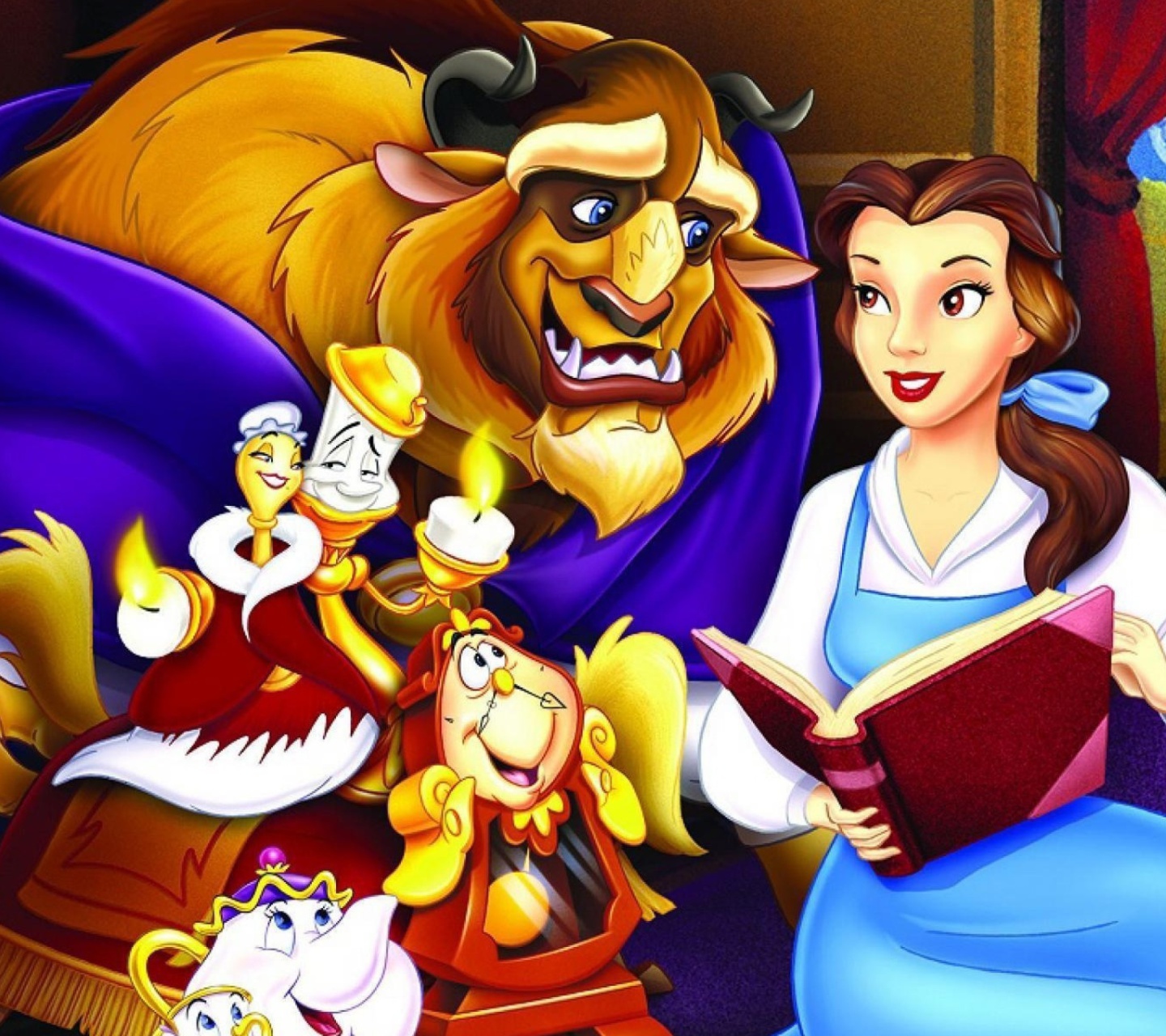 Das Beauty and the Beast with Friends Wallpaper 1440x1280