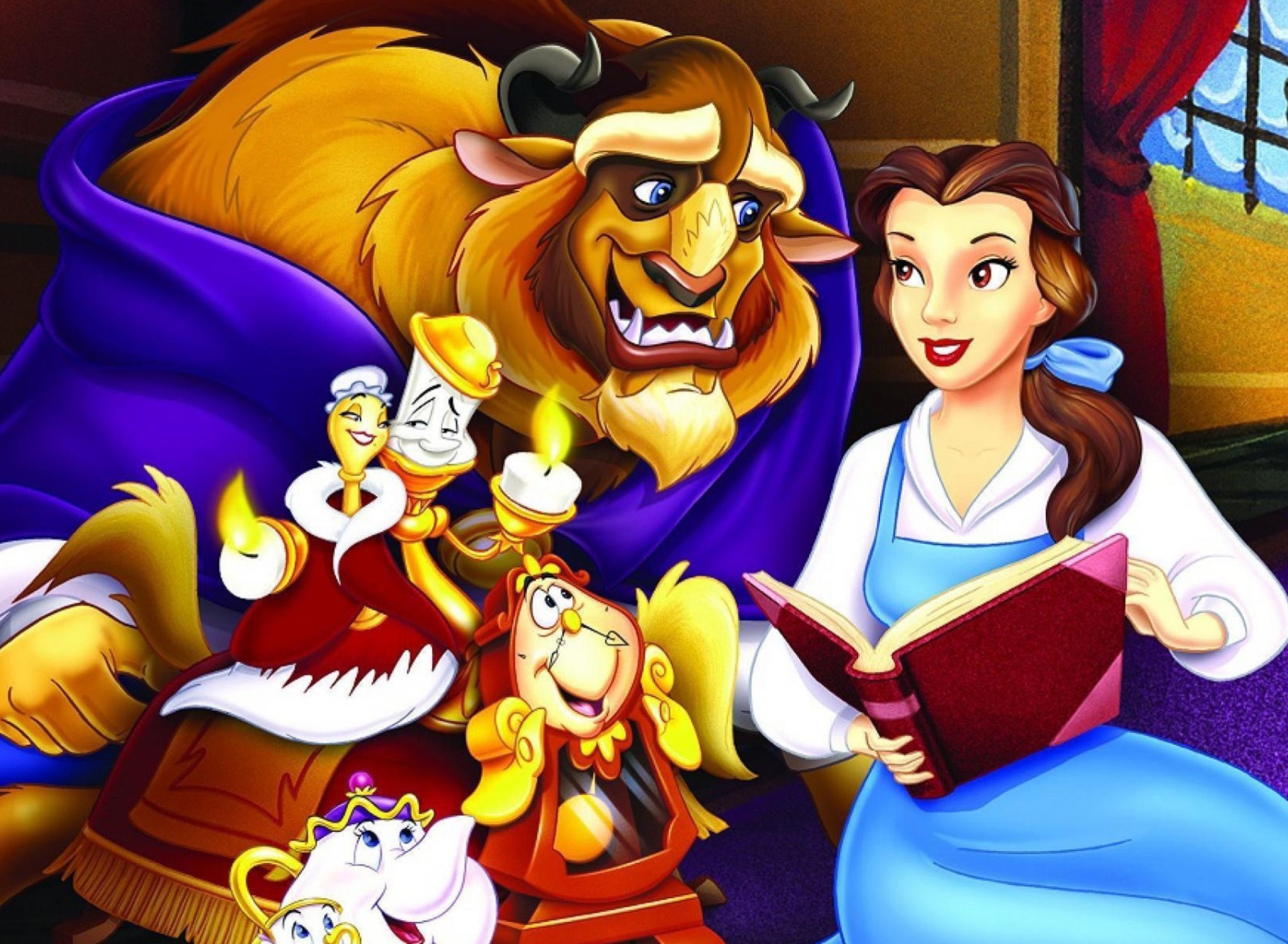 Das Beauty and the Beast with Friends Wallpaper 1920x1408