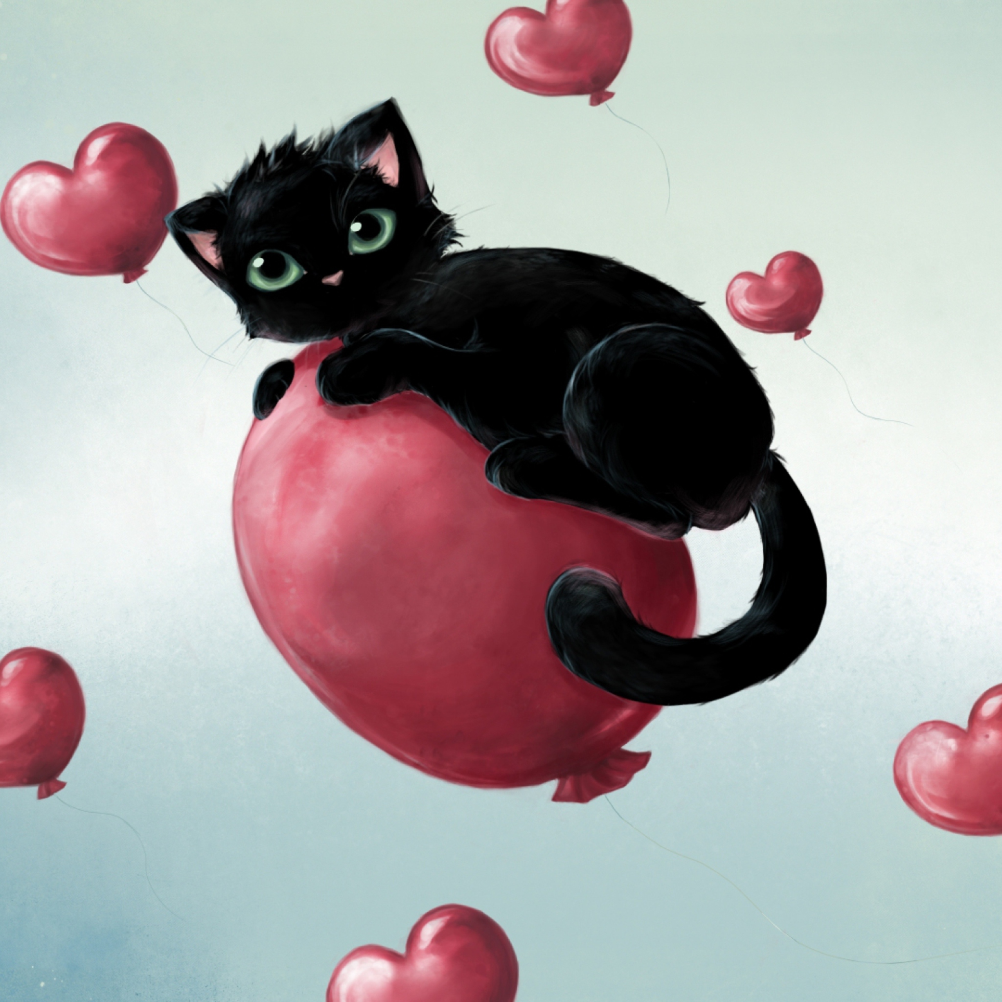 Screenshot №1 pro téma Black Cat O Heart 2048x2048