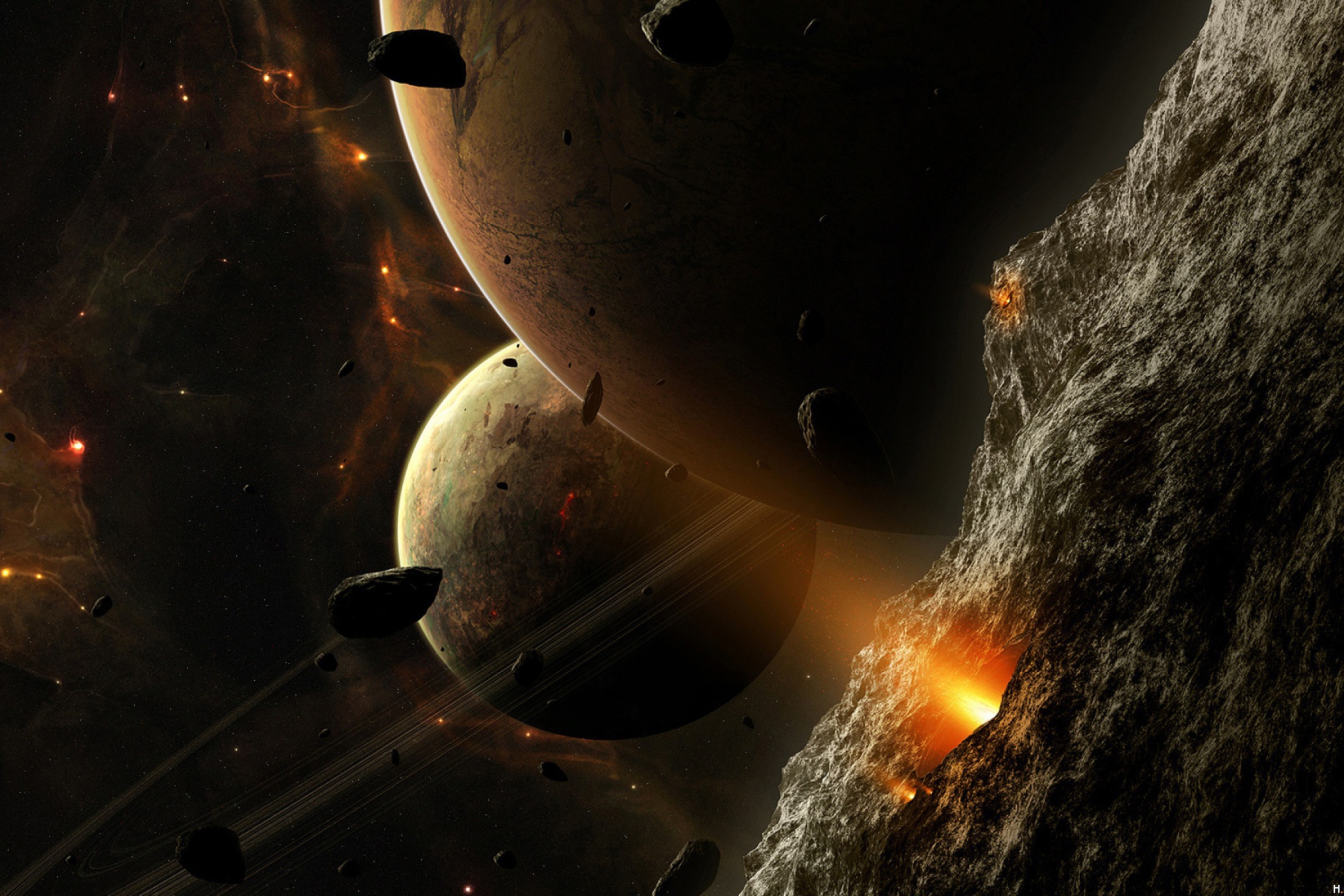 Fondo de pantalla Asteroids And Planets 2880x1920